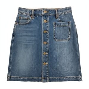 LOFT Light Blue Denim Skirt with Contrast Stitching